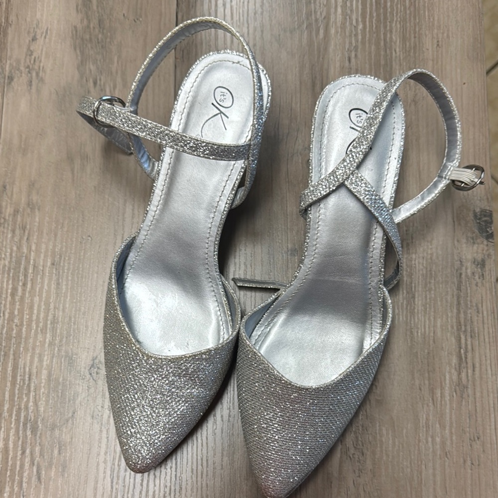 Glamorous Silver High Heel Shoes with Ankle Strap
